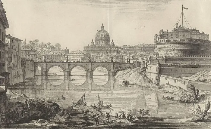 Framed Print : Ancient Rome, Ponte e Castello Sant'Angelo