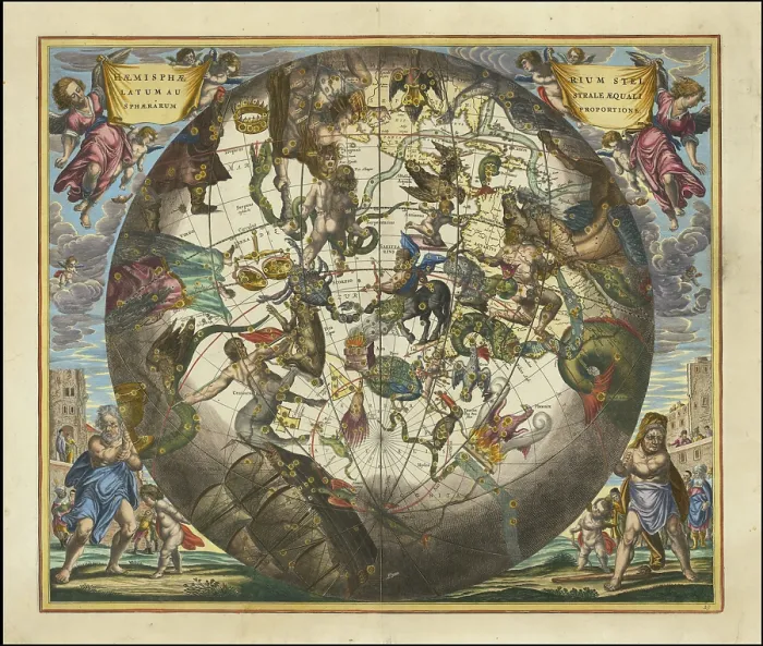 Framed Print : Ancient star map, specifically a depiction of the southern hemisphere