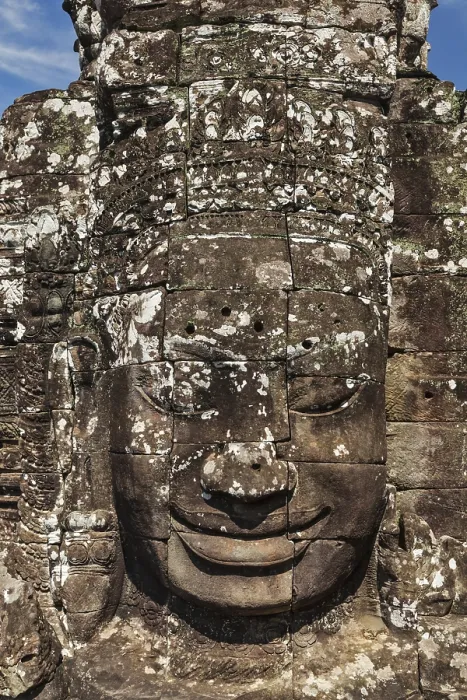 Framed Print : Ancient stone face of Bayon temple Framed Print : Ancient stone face of Bayon temple