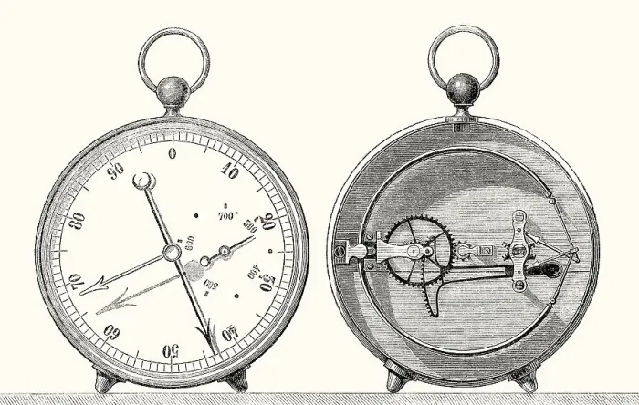 Framed Print : An aneroid barometer, 19th century Framed Print : An aneroid barometer, 19th century