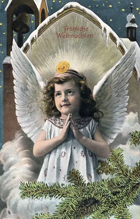 Framed Print : Angel praying, Froehliche Weihnachten in writing Framed Print : Angel praying, Froehliche Weihnachten in writing