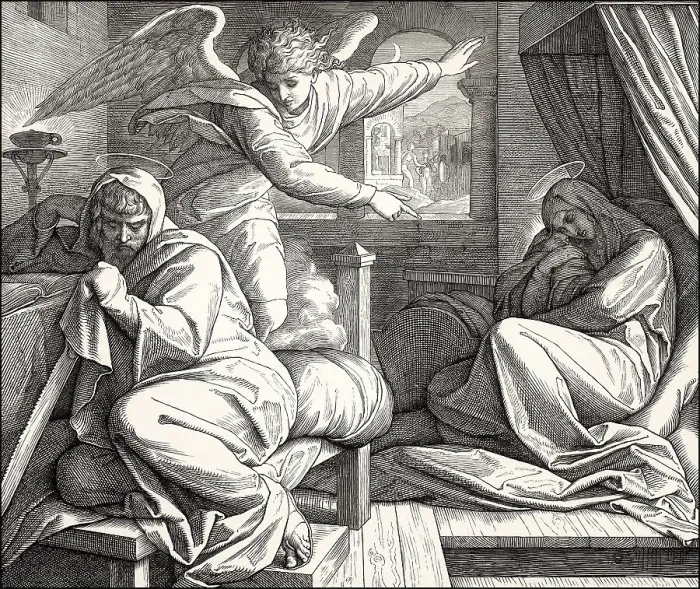 Framed Print : Angel Warns Joseph to leave Bethlehem and flee to Egypt Framed Print : Angel Warns Joseph to leave Bethlehem and flee to Egypt