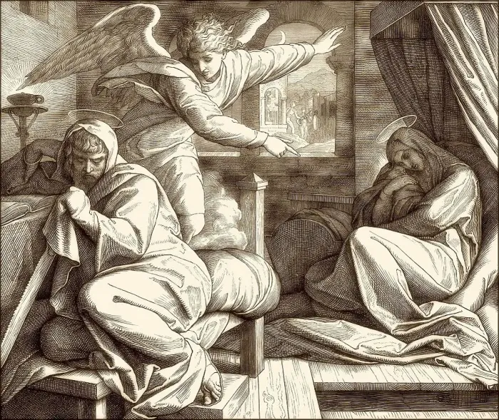 Framed Print : Angel Warns Joseph to leave Bethlehem and flee to Egypt Framed Print : Angel Warns Joseph to leave Bethlehem and flee to Egypt