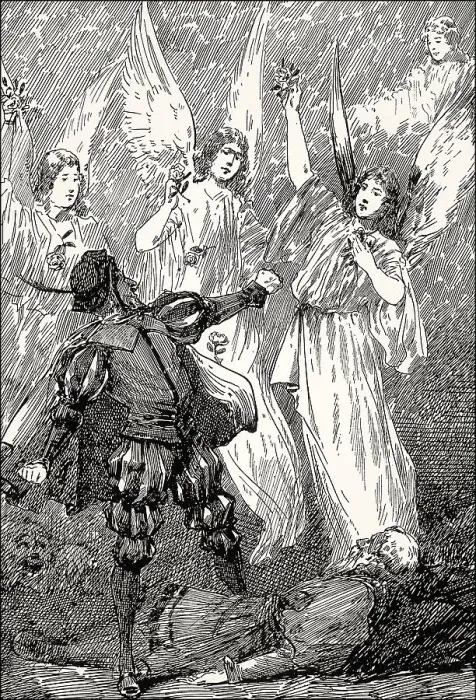 Framed Print : Three Angels suddenly appear, Act V Framed Print : Three Angels suddenly appear, Act V