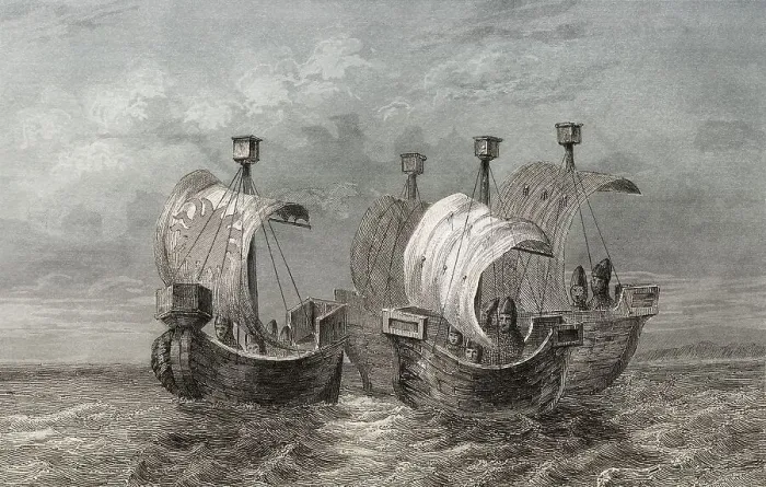 Framed Print : Angelsaechsische Segelboote, 14. Jahrhundert