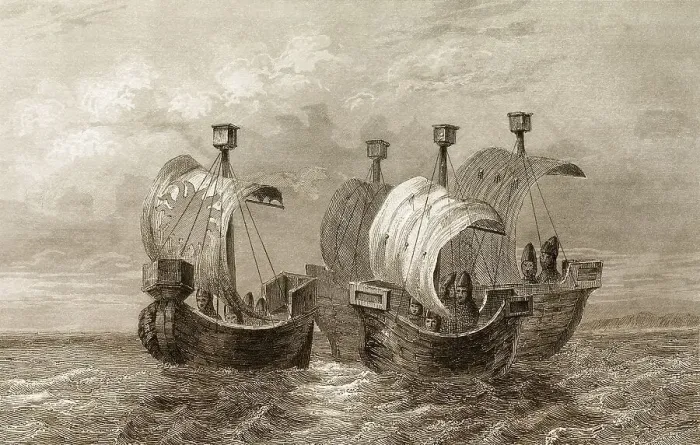Framed Print : Angelsaechsische Segelboote, 14. Jahrhundert