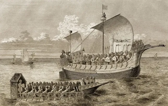 Framed Print : Angelsaechsische Segelboote, 15. Jahrhundert Framed Print : Angelsaechsische Segelboote, 15. Jahrhundert
