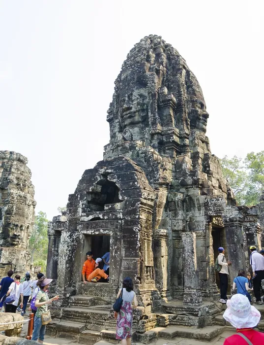 Framed Print : ANGKOR, CAMBODIA - FEB 20, 2013: Unidentified tourists visit Bayon