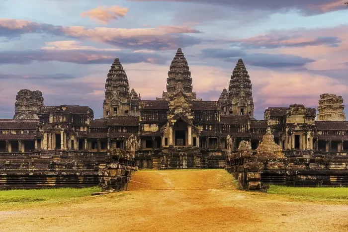 Framed Print : Angkor Wat seen from the East gate entrance