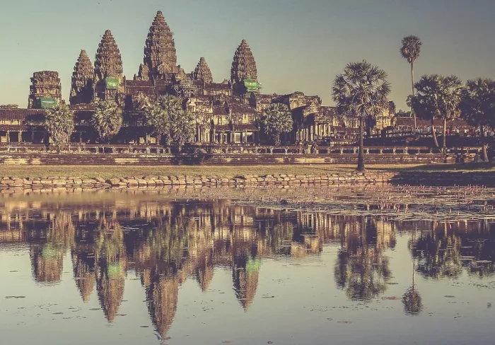 Framed Print : Angkor Wat temple reflection in water Framed Print : Angkor Wat temple reflection in water