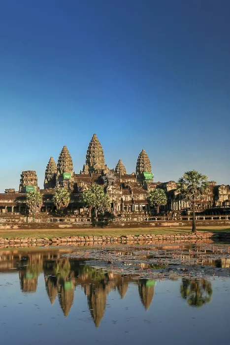 Framed Print : Angkor Wat temple reflection in water