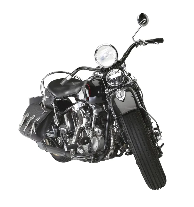 Framed Print : Angle shot of a vintage motorbike in white back