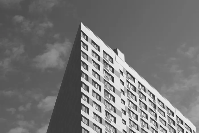 Framed Print : Angle of the Skyscraper on the Cloudy Sky Background