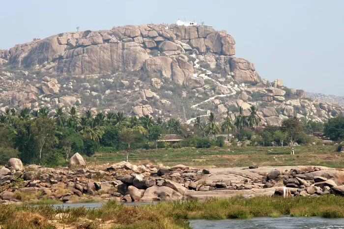 Framed Print : Anjani hill on the bank of tungabhadhra river