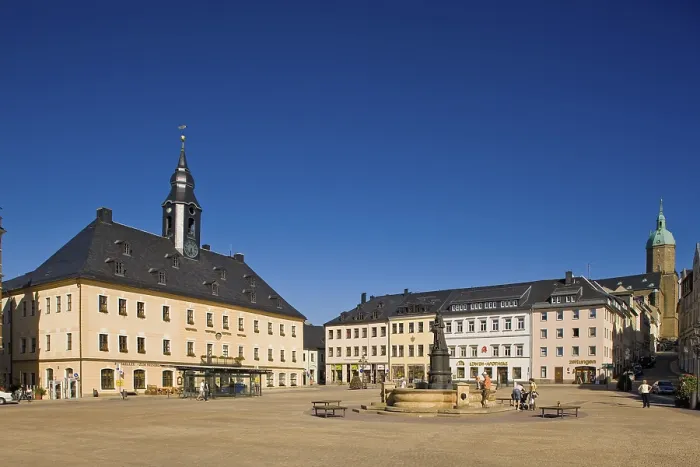 Framed Print : Annaberg Buchholz, market square with town hall Framed Print : Annaberg Buchholz, market square with town hall