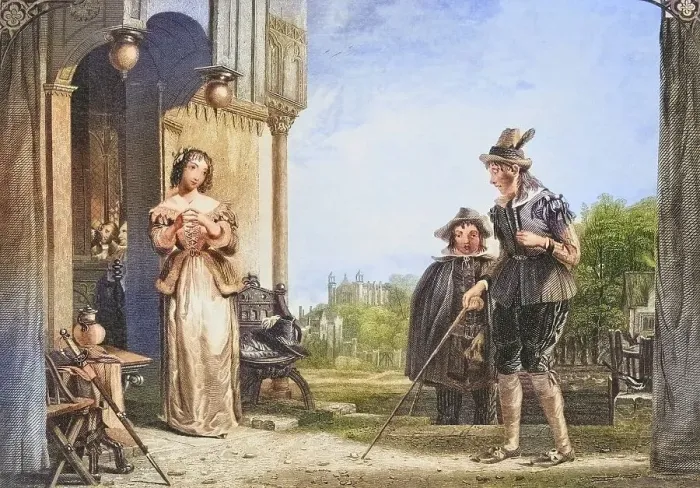 Framed Print : Anne Page and Slender. Scene from The Merry Wives of Windsor by William Shakespeare