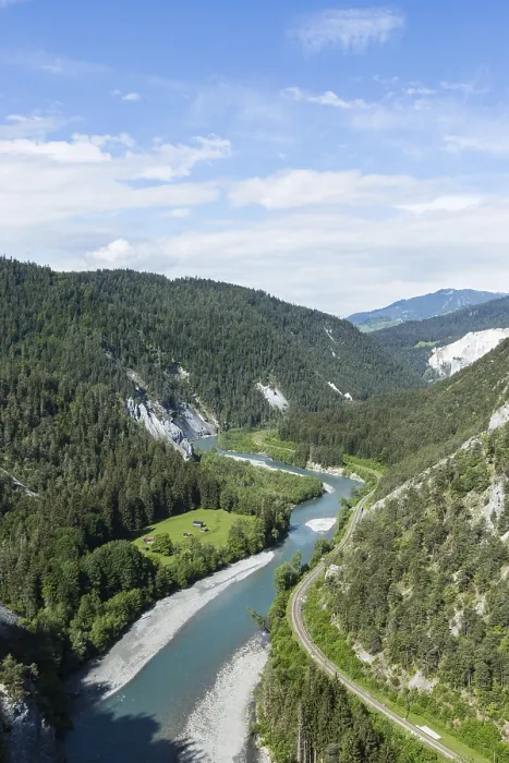 Framed Print : Anterior Rhine meanders through Rhine gorge