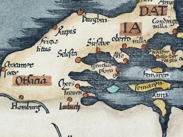 Framed Print : Detail from antique historical map of Scandinavia Norbegia & Gottia with Denmark and Germany, by Lorenz Fries, Claudius Clavus and Martin Waldseemueller, old coloured woodcut, Strasbourg 1541 Framed Print : Detail from antique historical map of Scandinavia Norbegia & Gottia with Denmark and Germany, by Lorenz Fries, Claudius Clavus and Martin Waldseemueller, old coloured woodcut, Strasbourg 1541