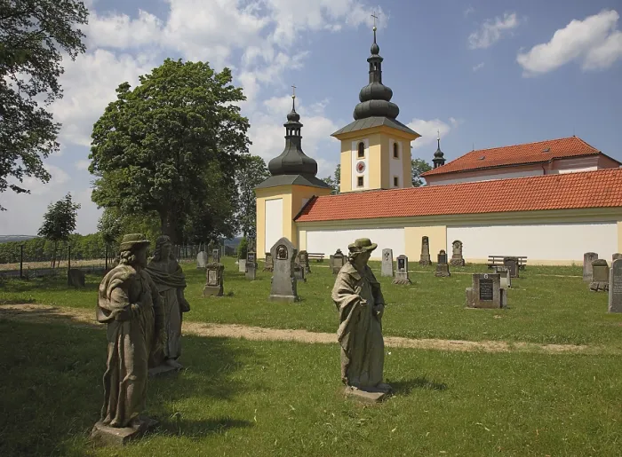 Framed Print : Apostle group in the historical cemetery of the pilgrimage church of Maria Loreto in Stary Hroznatov