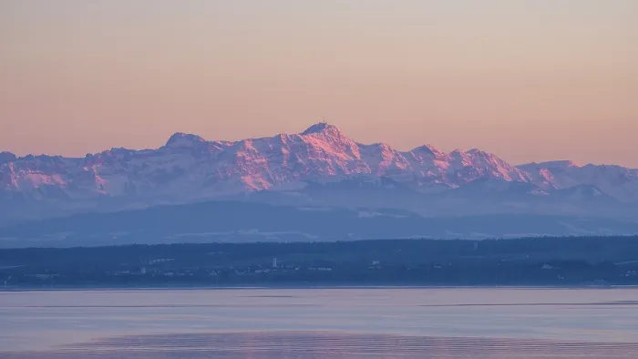 Framed Print : The Appenzell Alps, illuminated by the setting sun with the 2502 meter high Santis