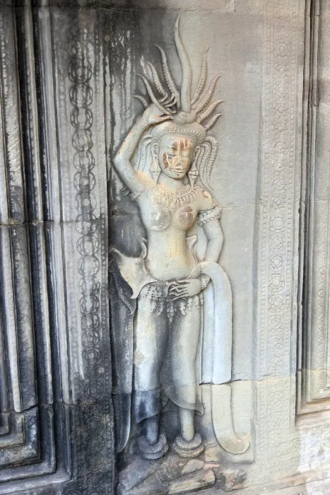 Framed Print : Apsara half-human, half-divine woman of Hinduism and Buddhism at Angkor Wat in Cambodia
