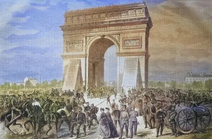 Framed Print : At the Arc de Triomphe during the occupation of the Germans in Paris on 2 March 1871