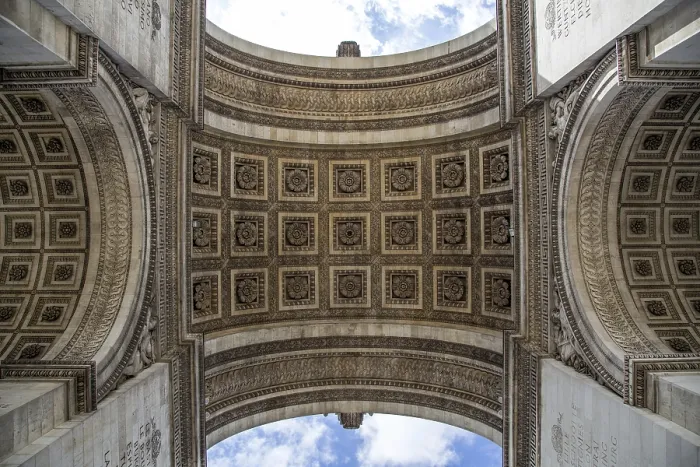 Framed Print : The Arc de Triomphe in Paris as seen from under the arc