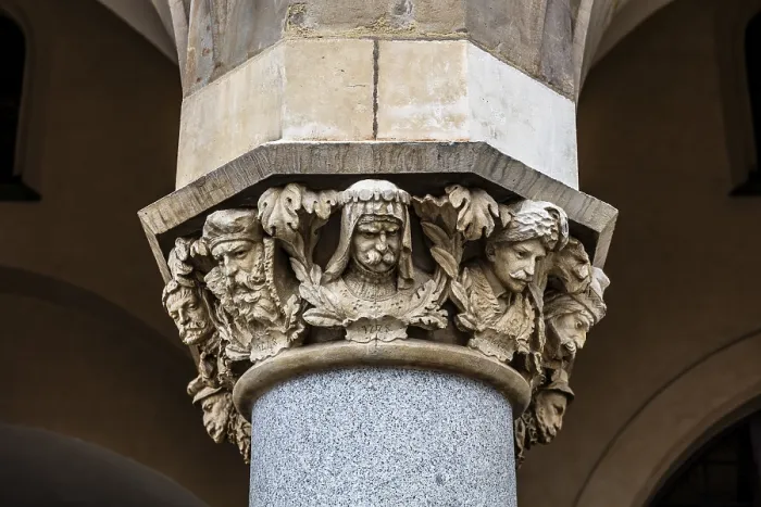 Framed Print : Arcades and Mascaron Heads, Rynek with Cloth Hall Framed Print : Arcades and Mascaron Heads, Rynek with Cloth Hall