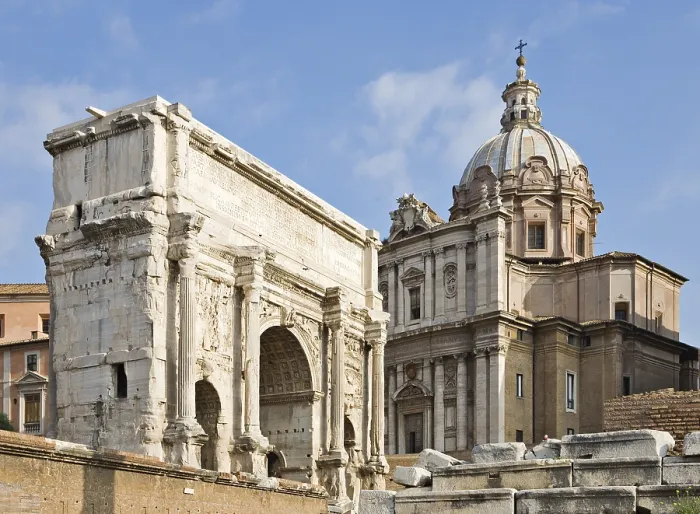 Framed Print : Arch of Septimius Severus and SS Luca e Martina Church