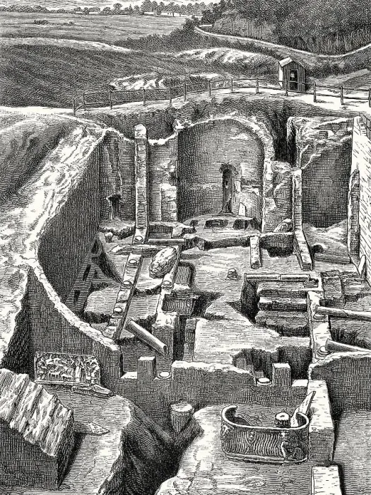 Framed Print : Archaeological excavations of the Catacombs of Domitilla Framed Print : Archaeological excavations of the Catacombs of Domitilla