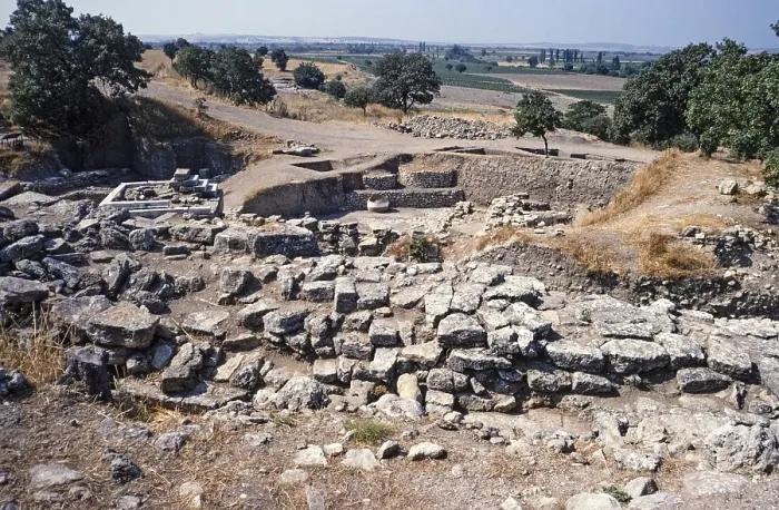 Framed Print : Archaeological site of the ancient city of Troy, Turkey 1997 Location of the altar