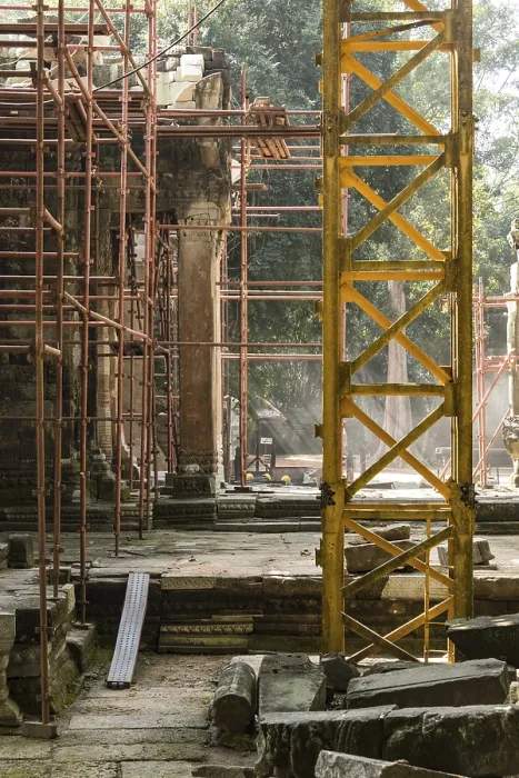 Framed Print : Archaeological site and renovation in Ta Prohm Temple