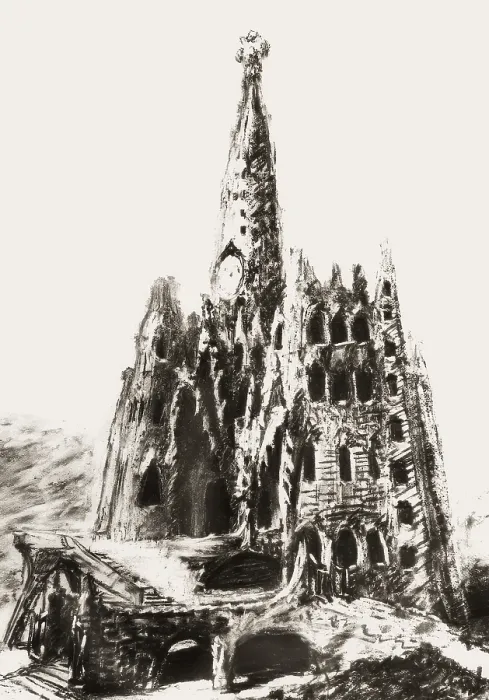 Framed Print : Architectural study of the Church of Colonia Guell Framed Print : Architectural study of the Church of Colonia Guell