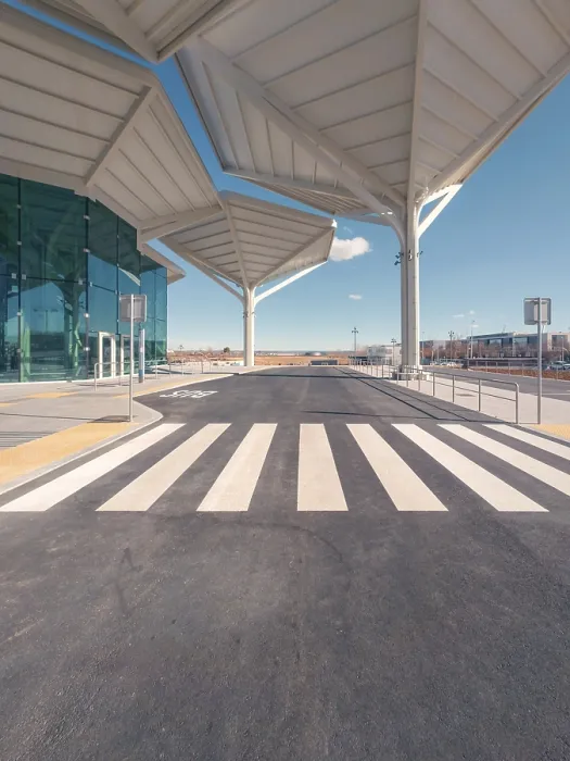 Framed Print : Architectural view of a sleek transport hub in Valdebebas