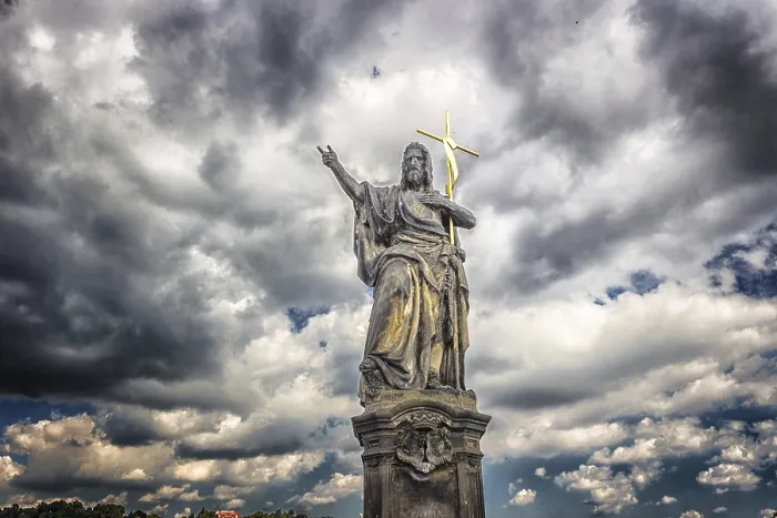 Framed Print : Architecture details: sculpture of Charles Bridge in Prague Framed Print : Architecture details: sculpture of Charles Bridge in Prague