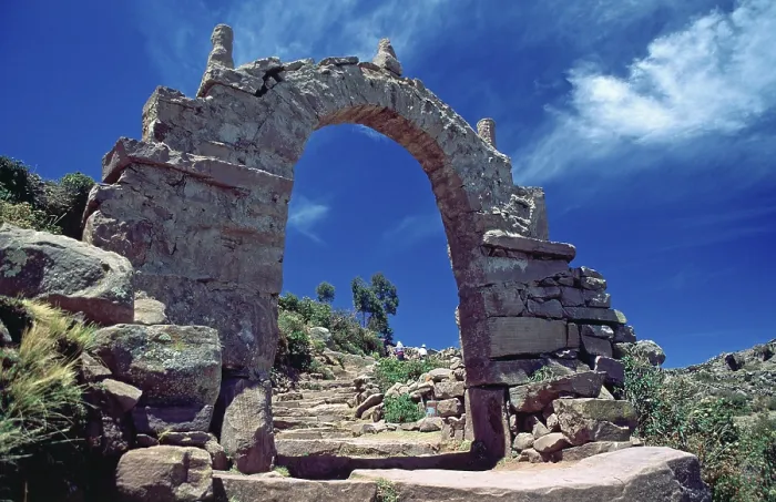 Framed Print : Archway on Isla Taquile in Lake Titicaca