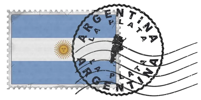 Framed Print : Argentina La Plata Stamp with National Flag and Postmark