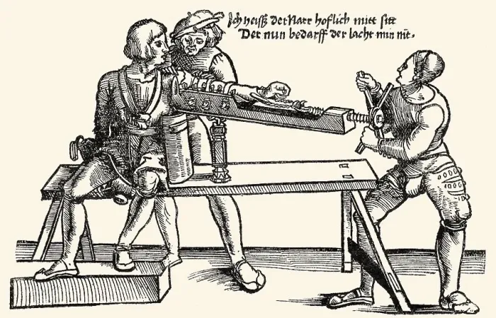 Framed Print : Arm extension on a stretching rack