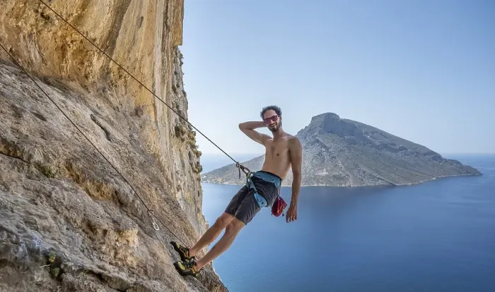 Framed Print : Armeos sector, rock face climbing