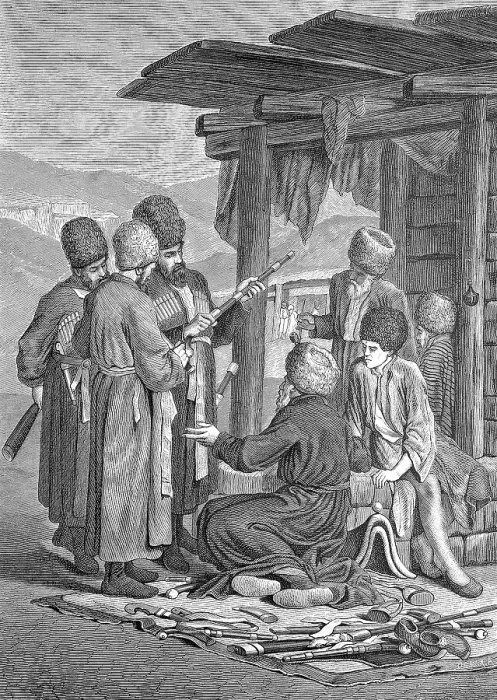 Framed Print : Arms dealer in the Caucasus, Historical Framed Print : Arms dealer in the Caucasus, Historical