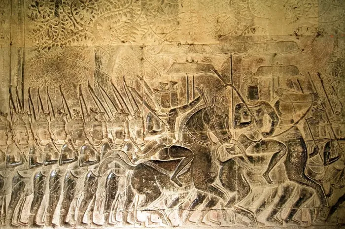 Framed Print : Army of King Suryavarman II in movement Framed Print : Army of King Suryavarman II in movement