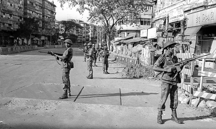 Framed Print : Army personnel were deployed near Mohammed Ali road to prevent rioting after religious fundamentalists demolished the Babri Masjid in Ayodhya in Uttar Pradesh on 6 / 12 / 1992. The rioting continued till January 1993 in Bombay Mumbai, maharashtra, india Framed Print : Army personnel were deployed near Mohammed Ali road to prevent rioting after religious fundamentalists demolished the Babri Masjid in Ayodhya in Uttar Pradesh on 6 / 12 / 1992. The rioting continued till January 1993 in Bombay Mumbai, maharashtra, india