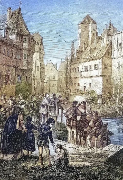 Framed Print : Arrival of the Breitopf by ship from Zurich in Strasbourg Framed Print : Arrival of the Breitopf by ship from Zurich in Strasbourg