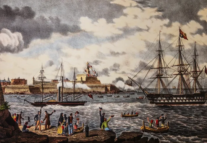 Framed Print : Arrival of Queen Adelaide in Malta Framed Print : Arrival of Queen Adelaide in Malta