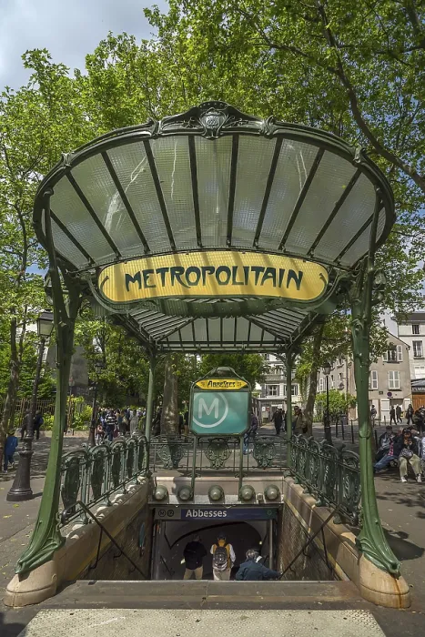 Framed Print : Art Nouveau entrance, Abbesses station built around 1900 Framed Print : Art Nouveau entrance, Abbesses station built around 1900