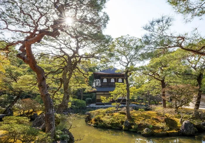 Framed Print : Artfully designed Japanese garden with pond and silver pavilion ginkaku Framed Print : Artfully designed Japanese garden with pond and silver pavilion ginkaku