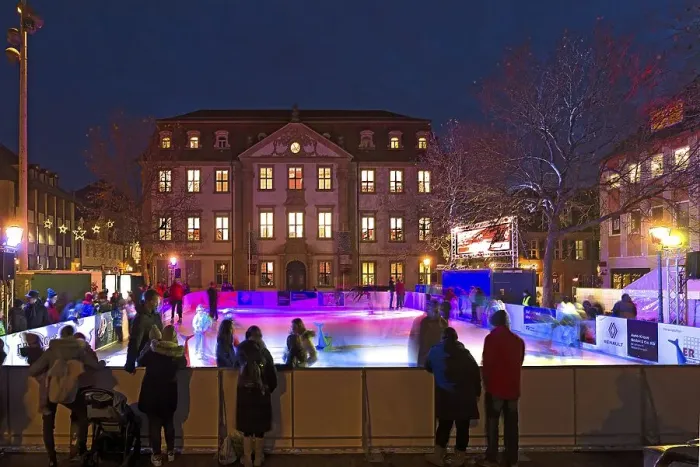 Framed Print : Artificial skating rink in the evening illumination