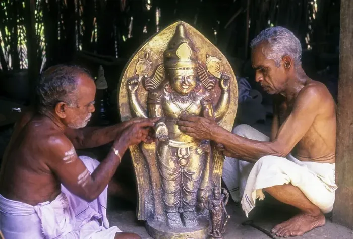 Framed Print : Artisans making bronze Sculpture in Kunnamangalam