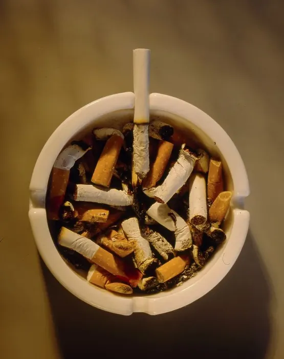 Framed Print : Ashtray with cigarette butts Ashtray