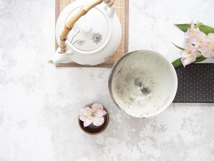 Framed Print : Asian tea ceremony arrangement with white teapot Framed Print : Asian tea ceremony arrangement with white teapot